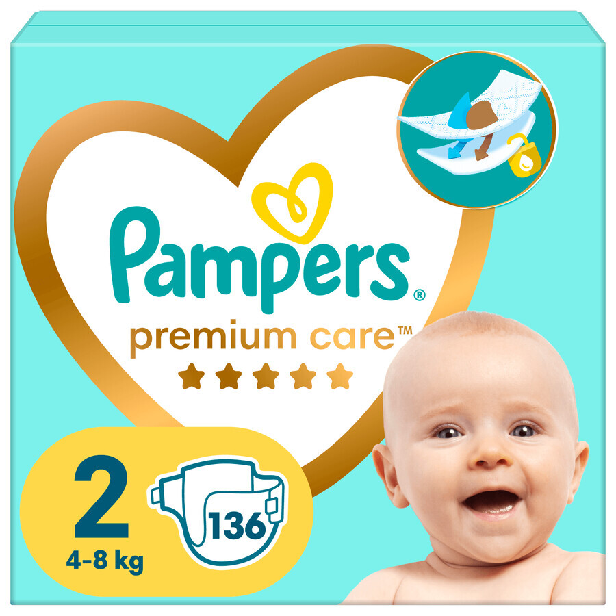 Pampers Premium Care, diapers, size 2, 4-8 kg, 136 pcs