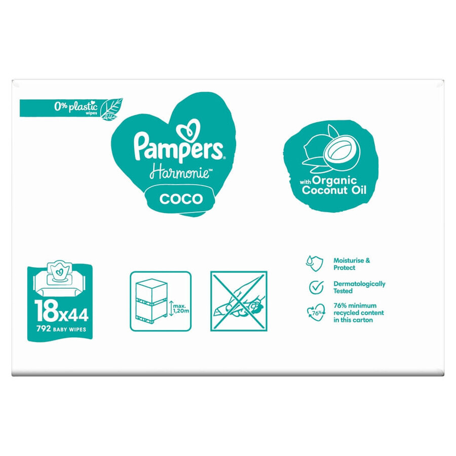 Pampers Harmonie Coco, salviette umidificate, 18 x 44 pezzi