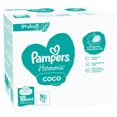 Pampers Harmonie Coco, salviette umidificate, 18 x 44 pezzi