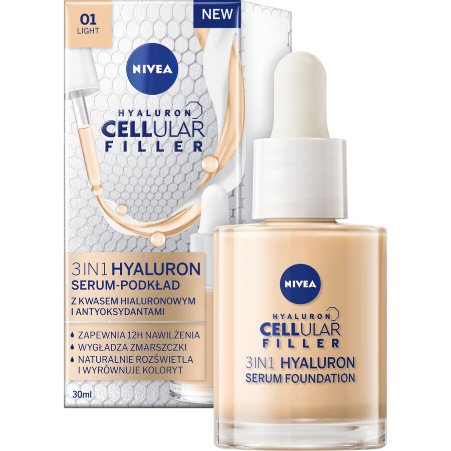 Nivea Hyaluron Cellular Filler 3in1, siero-primer, colore chiaro, 30 ml