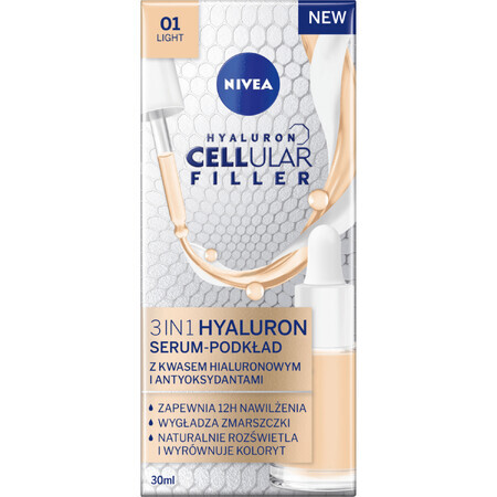 Nivea Hyaluron Cellular Filler 3in1, siero-primer, colore chiaro, 30 ml