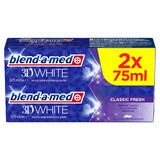 Blend-a-med 3D White, dentifricio, Classic Fresh, 2 x 75 ml