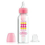 Dr Brown's, set da biberon a tazza, biberon standard, 250 ml + tettarella, da 6 mesi + bocchino senza capsula, rosa