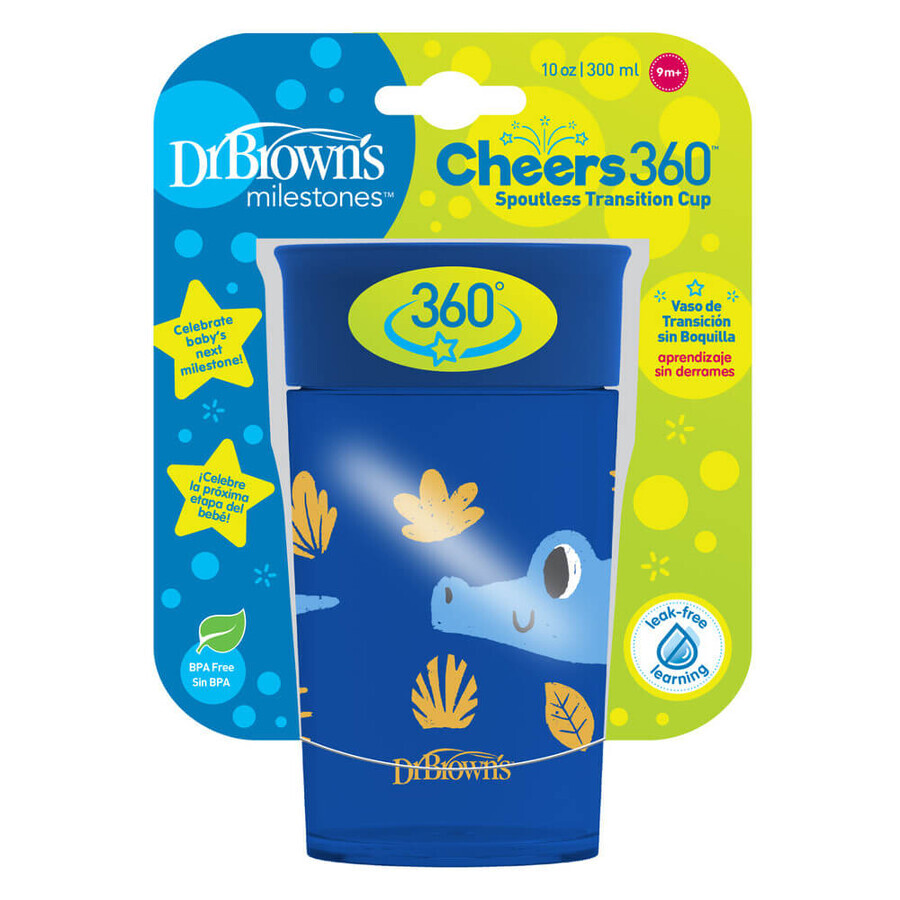 Dr Brown's, 360° blue glass, 300 ml, from 9 months, 1 pc