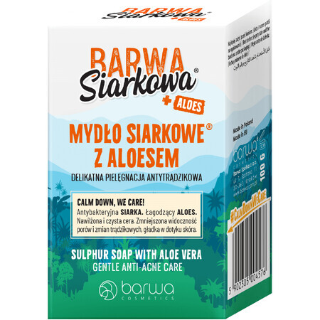 Barwa Siarkowa, sapone allo zolfo con aloe vera, trattamento anti-acne, 100 g