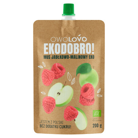 Owolovo Ekodobro! Mousse di mele e lamponi Eko in tubetto, 200 g