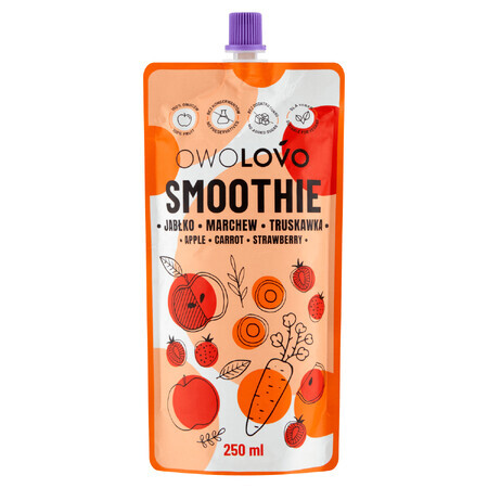 Owolovo Smoothie en tube, pomme, carotte, fraise, 250 ml