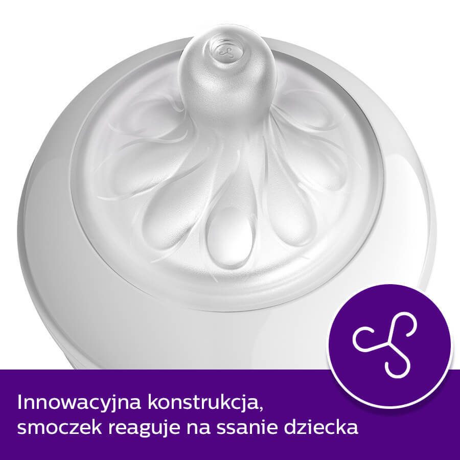 Avent Natural Response, biberon con tettarella reattiva, con valvola AirFree, portata 2, SCY670/01, dalla nascita, 125 ml 