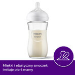 Avent Natural Response, biberon in vetro con tettarella reattiva, flusso 3, SCY933/01, dopo 1 mese, 240 ml 