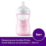 Avent Natural Response, biberon con tettarella reattiva, rosa, flusso 3, SCY903/11, dopo 1 mese, 260 ml 