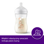 Avent Natural Response, biberon con tettarella reattiva, giraffe, flusso 3, SCY903/66, dopo 1 mese, 260 ml 