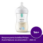 Avent Natural Response, biberon con tettarella reattiva, con valvola AirFree, elefante, flusso 3, SCY673/81, dopo 1 mese, 260 ml