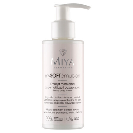 Miya mySOFTemulsion, emulsión micelar desmaquillante y limpiadora, 140 ml