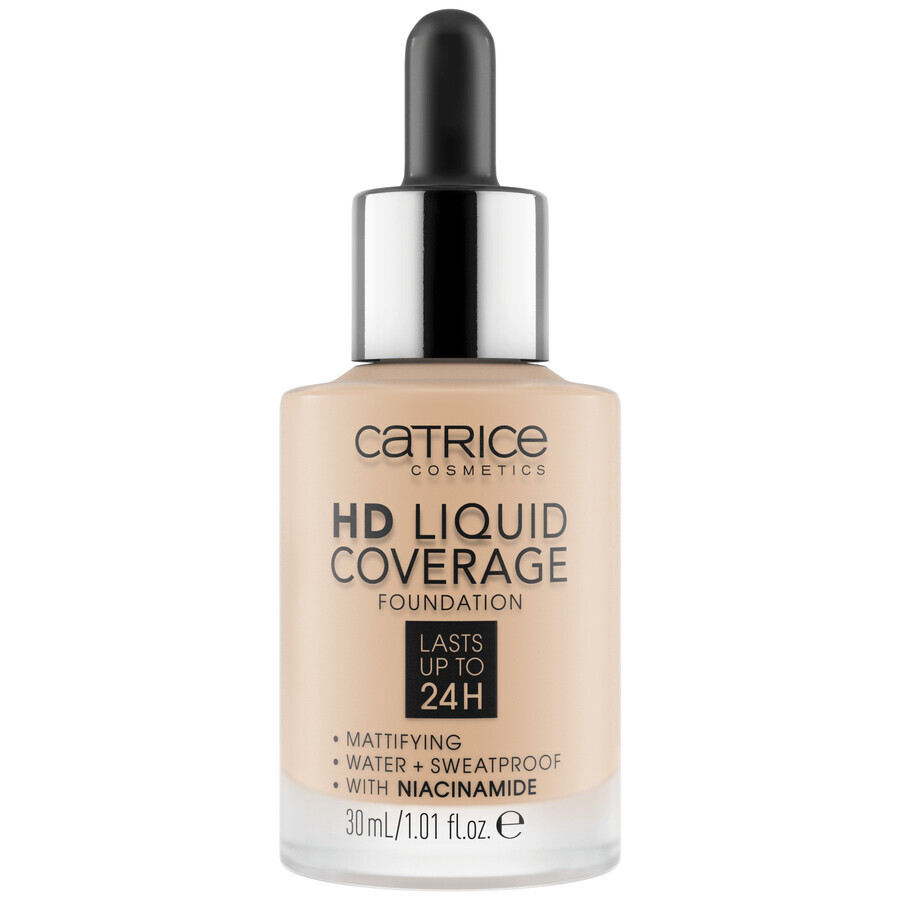 Catrice HD Liquid Coverage Foundation 24H, fondotinta liquido, 010 Light Beige, 30 ml