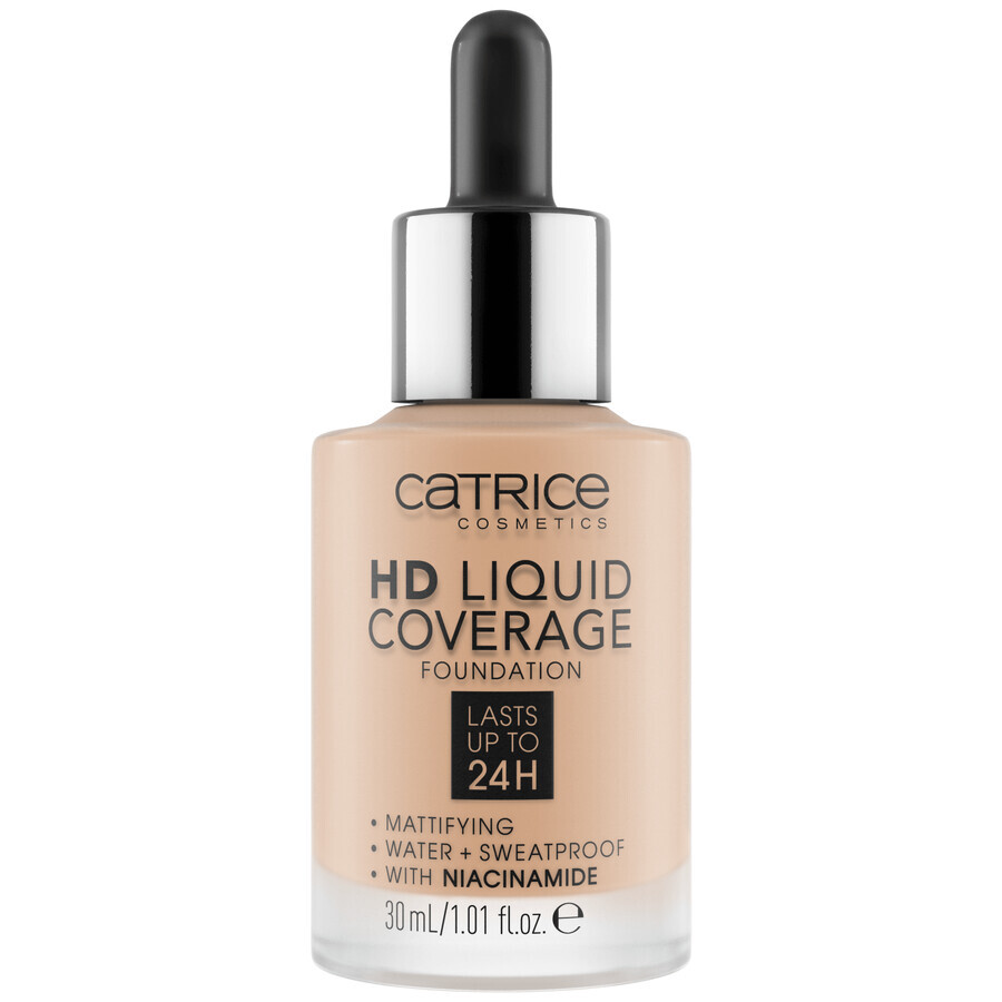 Catrice HD Liquid Coverage Foundation 24H, fondotinta a copertura liquida, 030 Sand Beige, 30 ml