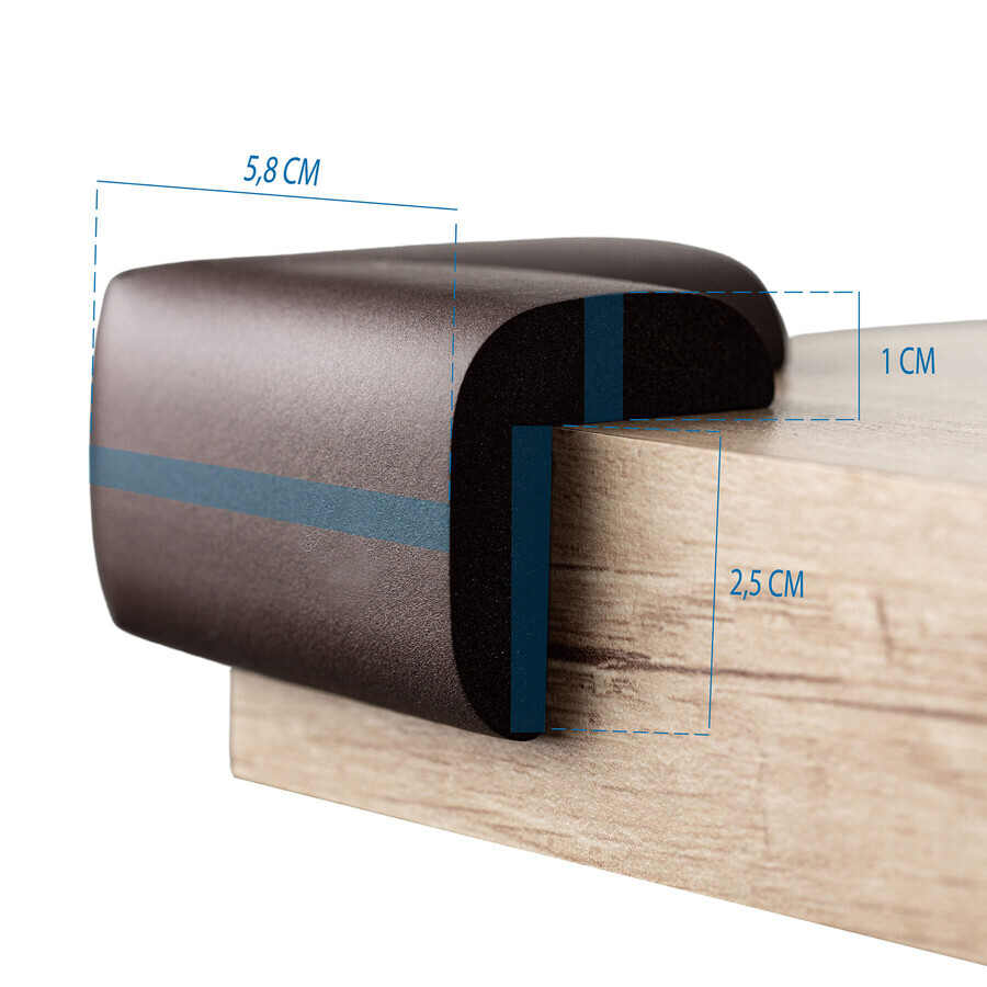 Sipo, angoli in schiuma per angoli e bordi dei mobili, marrone, 4 pezzi