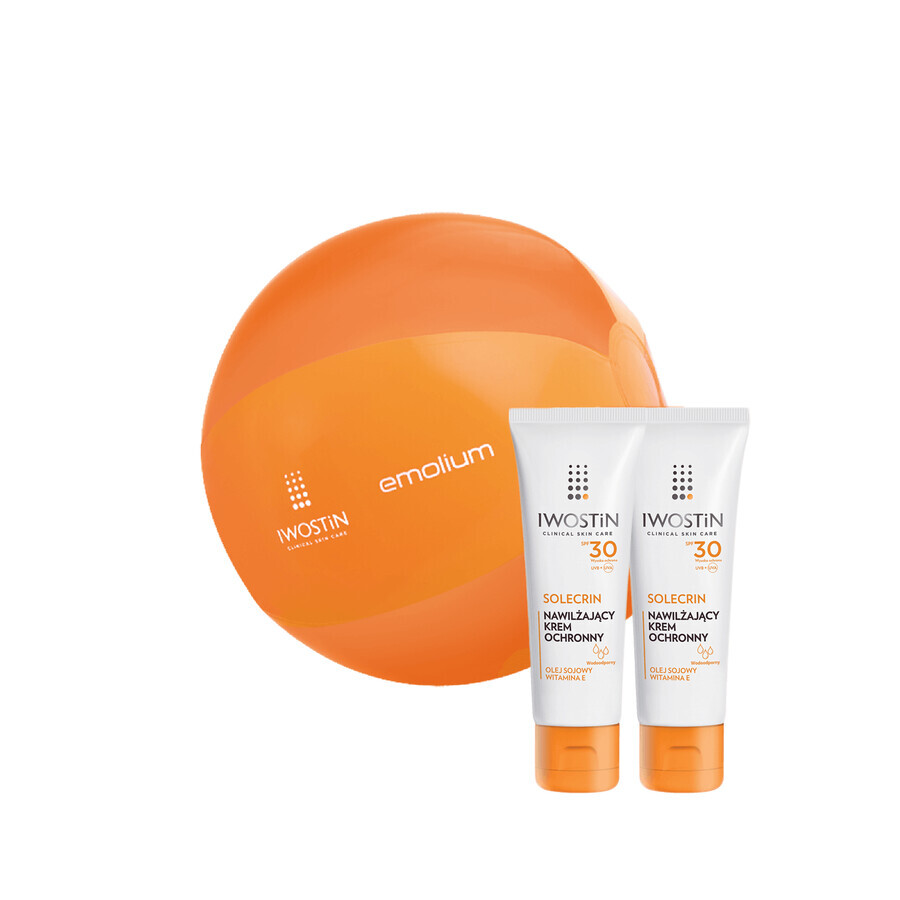 Iwostin Solecrin set, crème protectrice hydratante pour les enfants de plus de 6 mois, SPF 30, 2 x 50 ml + ballon de plage gratuit