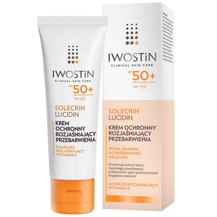 Iwostin Solecrin Lucidin Set, Schutzcreme Aufhellung Hyperpigmentierung, SPF 50+, 2 x 50 ml + Strandball gratis