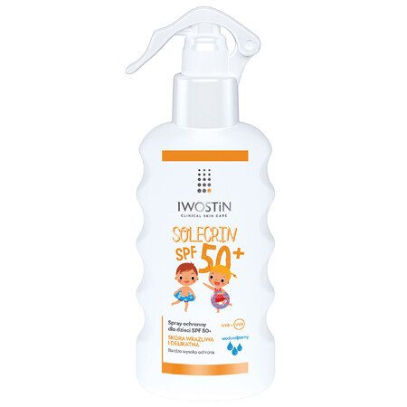 Set Iwostin Solecrin, spray de protecție pentru copii, SPF 50+, 2 x 175 ml + minge de plajă gratuită