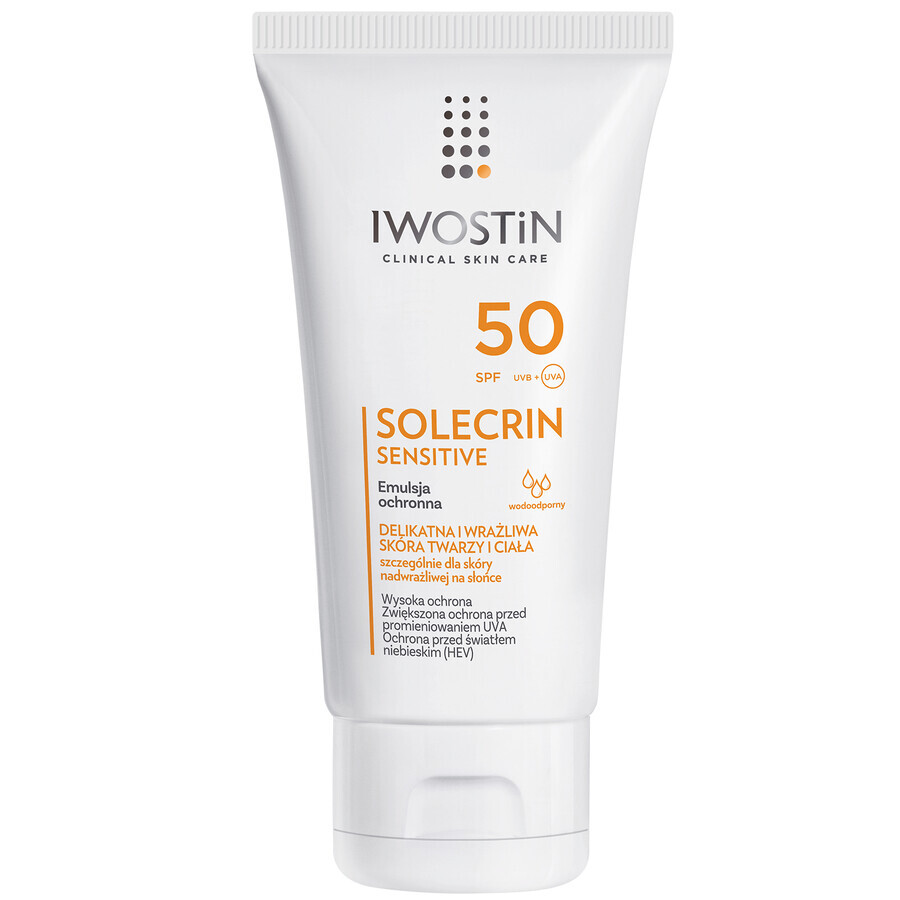 Iwostin Solecrin Sensitive Set, schützende Emulsion SPF 50, empfindliche Haut, 2 x 100 ml + kostenloser Strandball