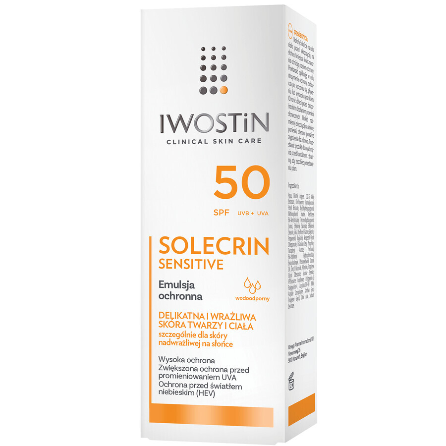 Iwostin Solecrin Sensitive Set, schützende Emulsion SPF 50, empfindliche Haut, 2 x 100 ml + kostenloser Strandball