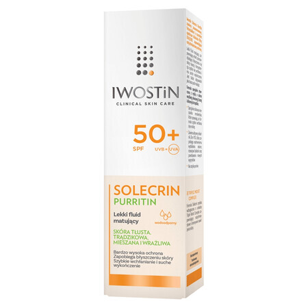 Iwostin Solecrin Purritin set, fluido matificante ligero, SPF 50+, 2 x 40 ml + pelota de playa de regalo