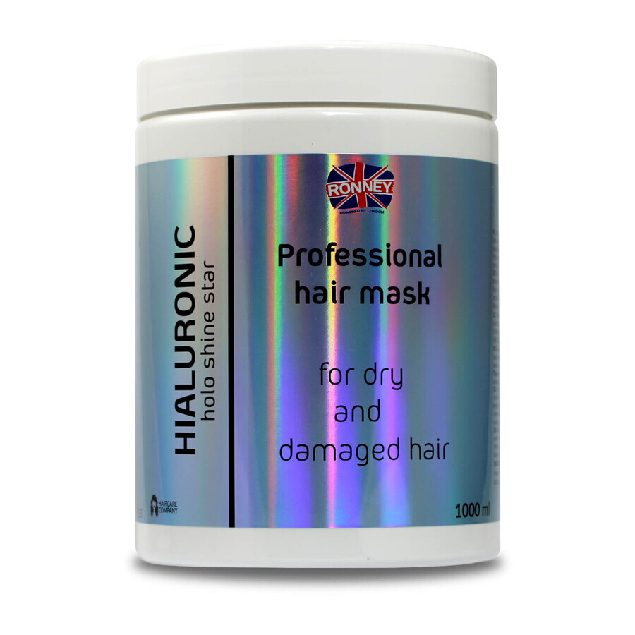 Ronney HoLo Shine Star Hyaluronic, masque hydratant pour cheveux secs et abîmés, 1000 ml