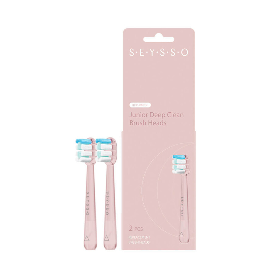 Seysso Deep Clean, punte di ricambio per spazzolino sonico Junior, rosa, 2 pezzi