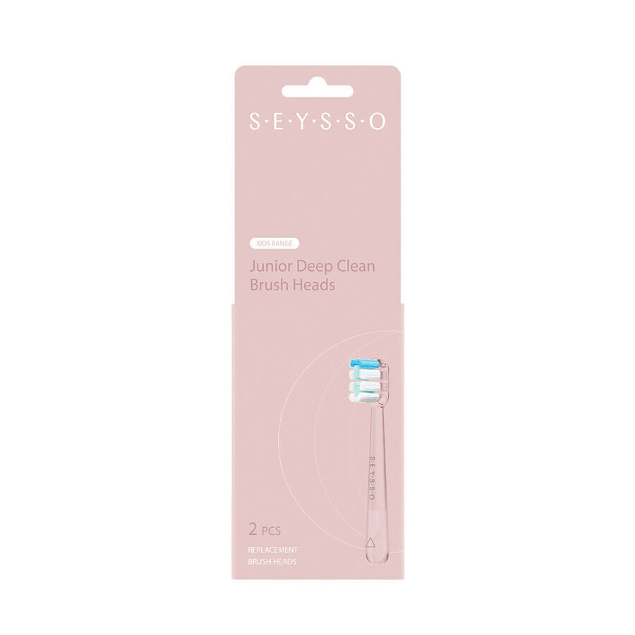 Seysso Deep Clean, punte di ricambio per spazzolino sonico Junior, rosa, 2 pezzi