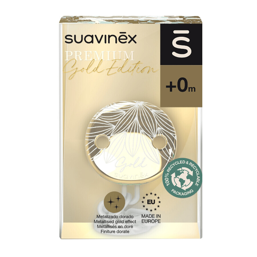 Suavinex Premium Gold Edition, Schnullerklemme, grau, 1 Stück