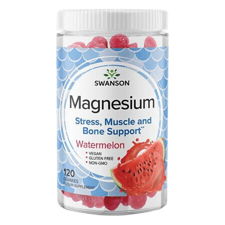 Swanson Magnesium, magnesio citrato, gelatine, gusto anguria, 120 pezzi