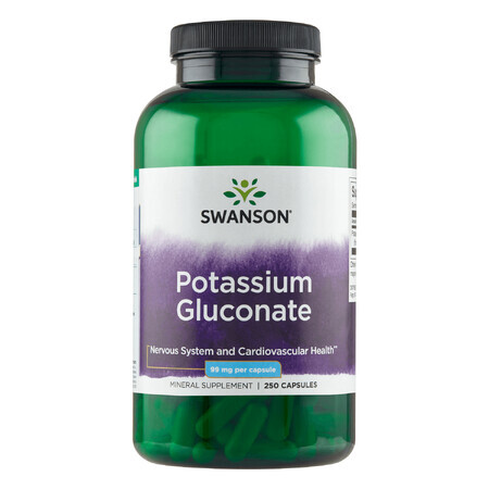 Swanson Gluconato di potassio, gluconato di potassio, 250 capsule