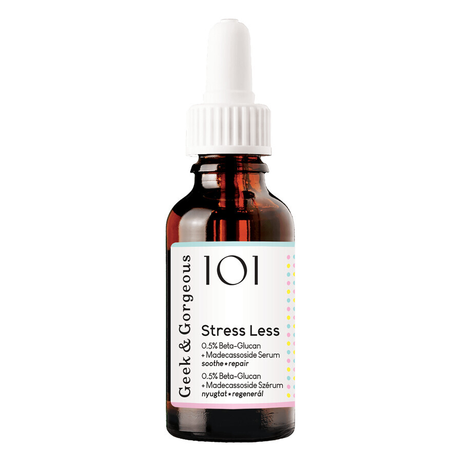 Geek &amp; Gorgeous Stress Less, regenerating serum with beta-glucan and madecassoside 0.5%, 30 ml