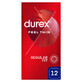 Durex Feel Thin Classic, preservativi con pi&#249; lubrificante, sottili, 12 pezzi