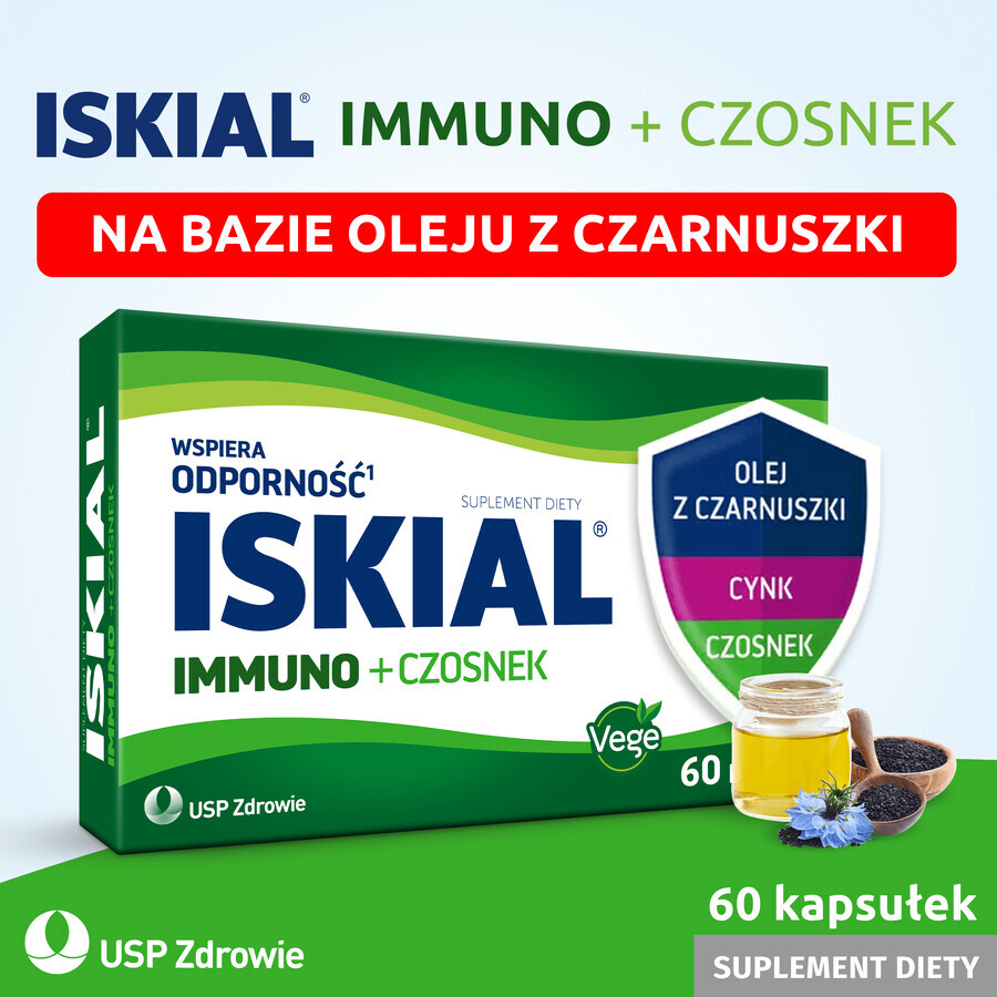 Iskial Immuno + Knoblauch, für Kinder ab 6 Jahren und Erwachsene, 60 Kapseln