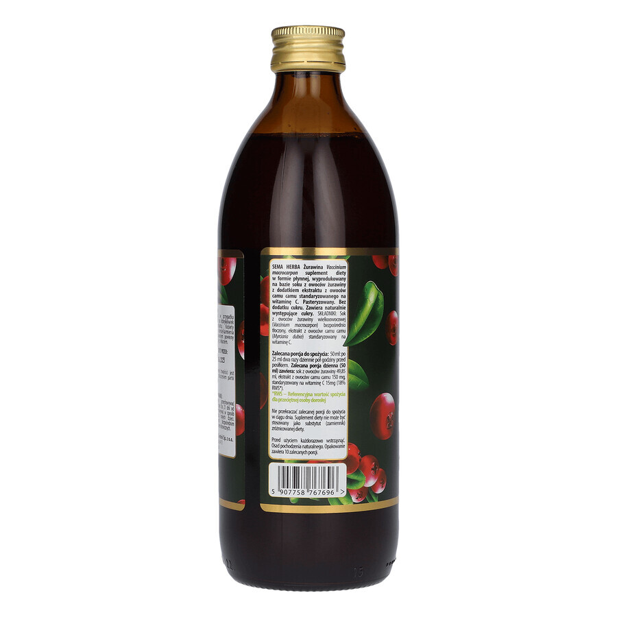 SEMA Herba Cranberry, fruit juice, 500 ml