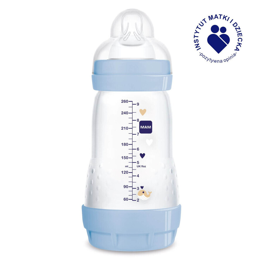 MAM Perfect Start Anti-Colic, biberon anticolica, Better Together, bambino, da 2 mesi, 260 ml