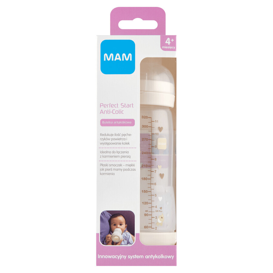 MAM Perfect Start Anti-Colic, biberon anticolica, Better Together, unisex, da 4 mesi, 320 ml