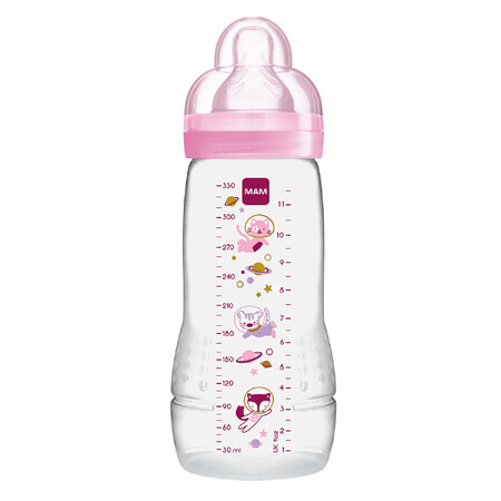 MAM Easy Active, biberon, Space Adventure, bambina, da 4 mesi, 330 ml