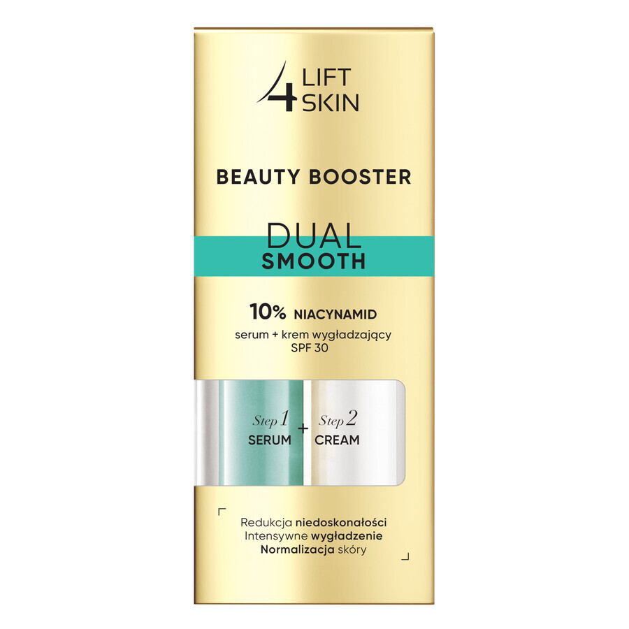 Set Lift4Skin Beauty Booster Dual Smooth, siero al 10% di niacinamide, 15 ml + crema levigante, SPF 30, 15 ml