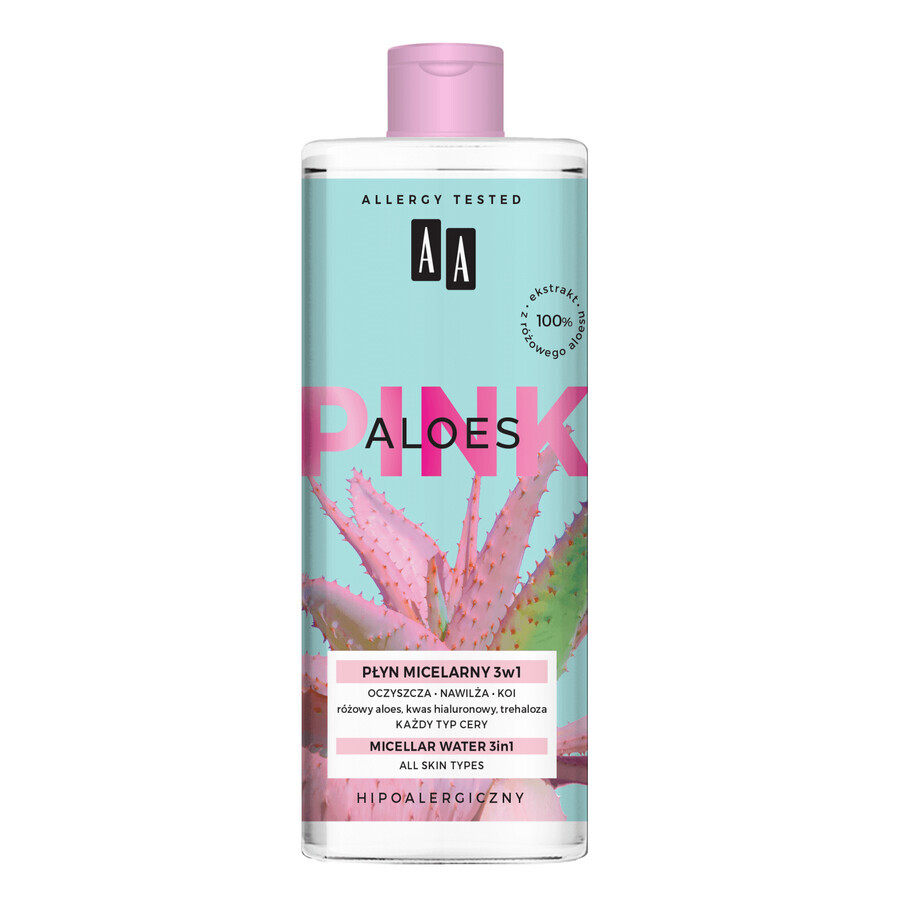 AA Aloe Pink, mizellare Lotion 3in1, alle Hauttypen, 400 ml