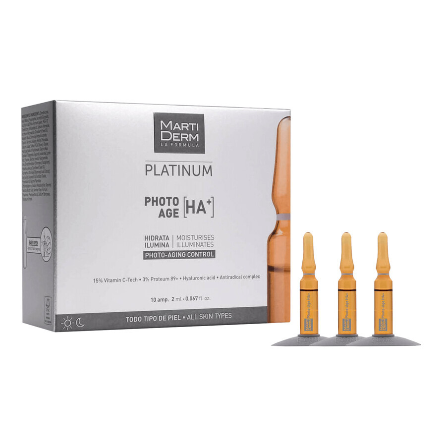 MartiDerm Platinum Photo Age [HA+], ser hidratant și iluminator, 2 ml x 10 fiole