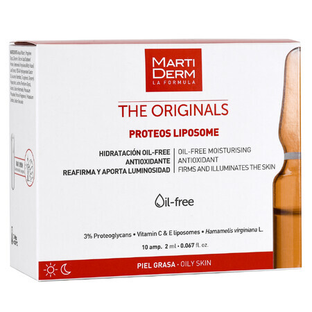 MartiDerm The Originals Proteos Liposome, siero idratante con antiossidanti, pelle grassa, 2 ml x 10 fiale