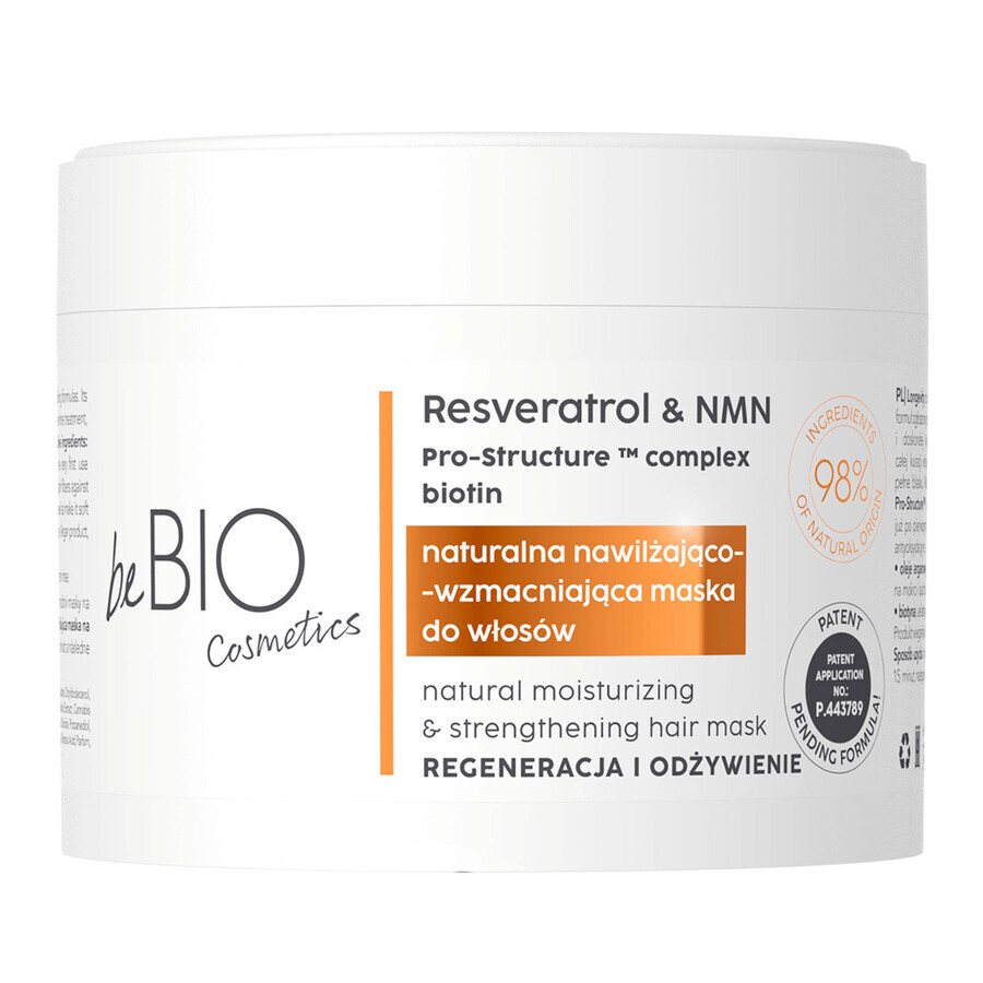 beBIO Cosmetics Longevity, natural moisturizing and fortifying hair mask, 250 ml