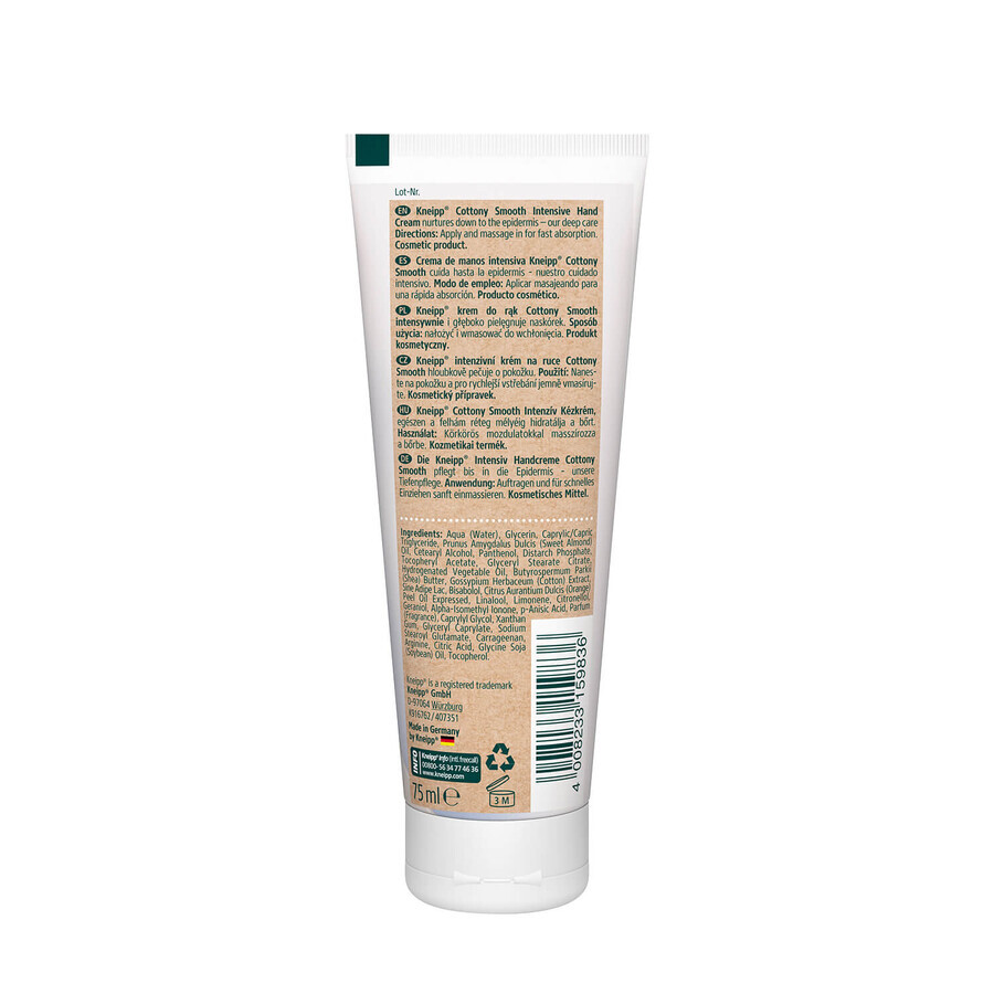 Kneipp Cottony Smooth Cotton, crema per le mani, 75 ml