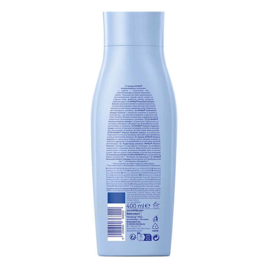 Nivea Moisture Hyualuron, Hydraterende Shampoo, 400 ml