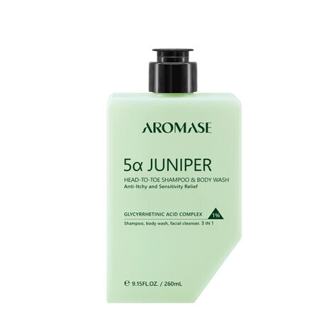 Aromase 5a Juniper Head to Toe Purifying 3-in-1, gel detergente e shampoo per viso e corpo, 260 ml