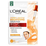 L'Oréal Revitalift Clinical, siero-maschera illuminante in un foglio con vitamina C e acido salicilico, 26 g