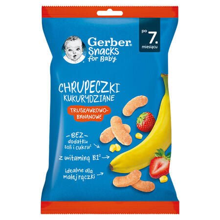 Gerber Strawberry-Banana Corn Crisps, după 7 luni, 28 g