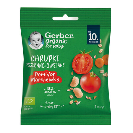 Gerber Patatine biologiche di grano e avena, pomodoro, carota, dopo 10 mesi, 7 g